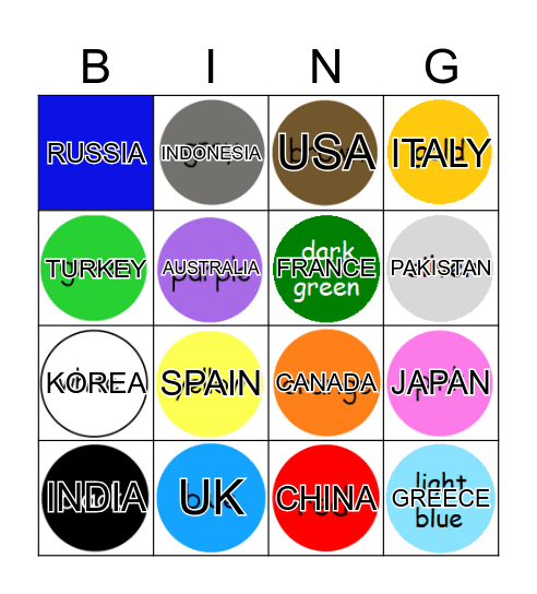 Colour Bingo Card