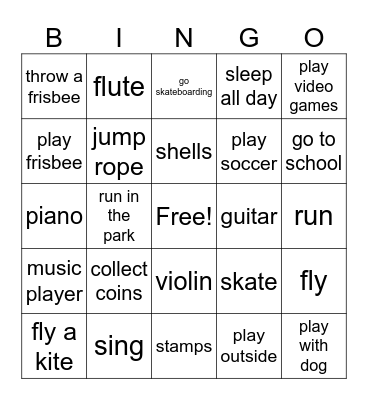 Hobbies and Music Instruments Bingo Card