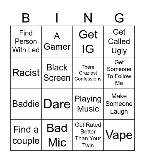 Omegle Bingo Card