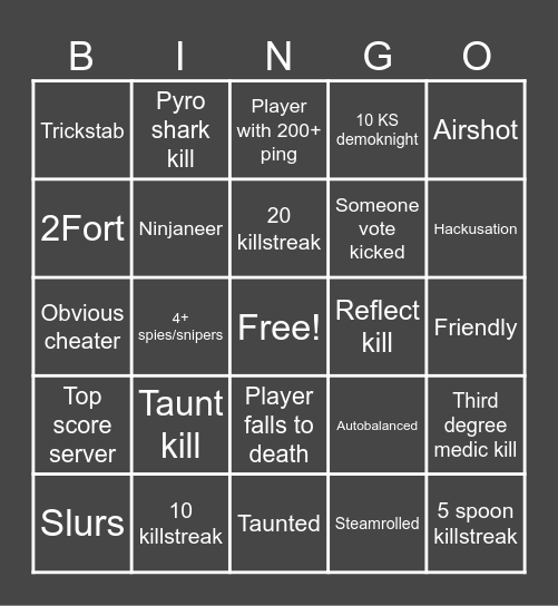 TF2 Bingo Card