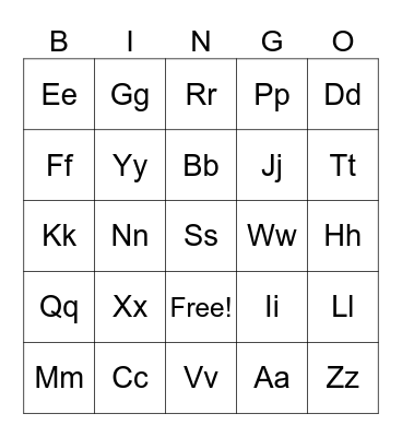 Alphabet Bingo Card