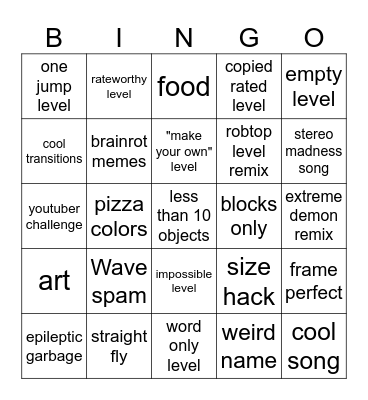 Recent Tab Bingo Card