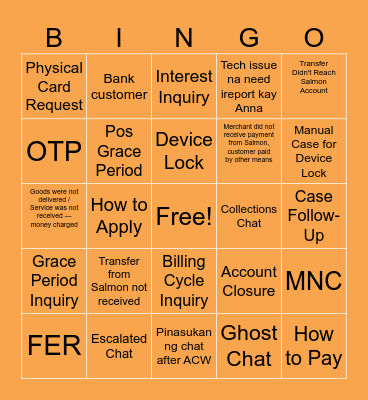 CSA Bingo Card
