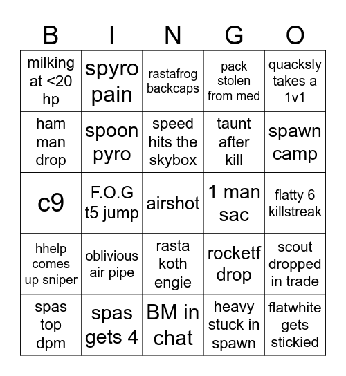 semi final bingo Card