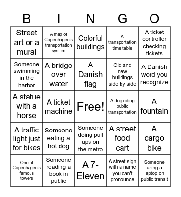 CPH in Transit Bingo Card