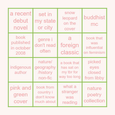 2026 reading goal bingo! Bingo Card