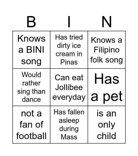 SUMMER WORKSHOP Bingo Card