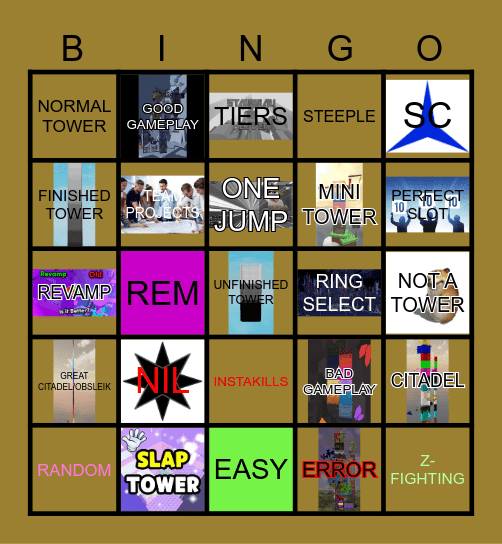 Tower Creator Bingo Card