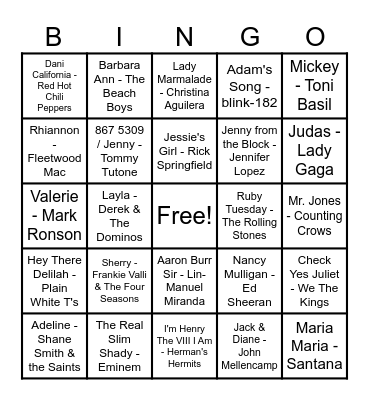Name Game Bingo Card