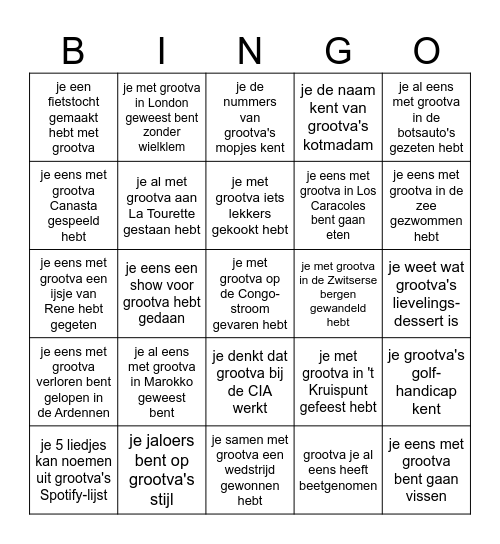 Grootva's Grote Bingo Card