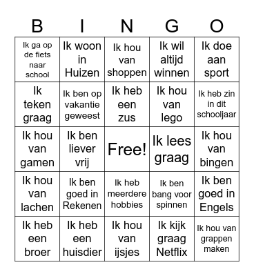 Overeenkomsten Bingo Card
