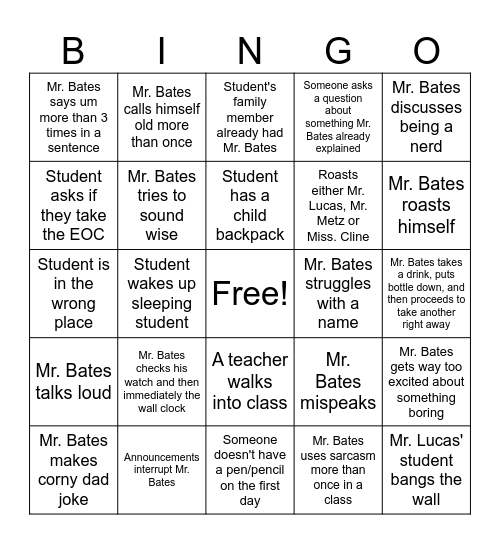 Syllabus Day BINGO Card