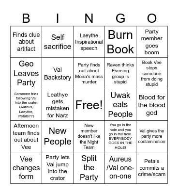 Hello, Blood God my old friend Bingo Card