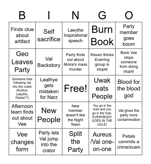Hello, Blood God my old friend Bingo Card