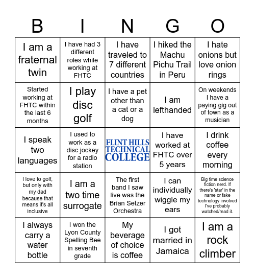 Welcome Back! Bingo Card