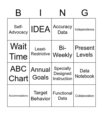 Data Collection Bingo Card
