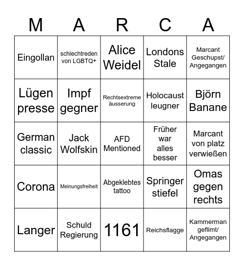 Marcant Bingo 5 Bingo Card