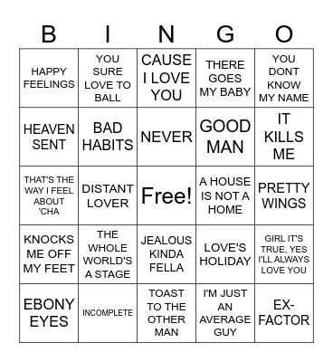 R&B BINGO - 5 IN A ROW Bingo Card