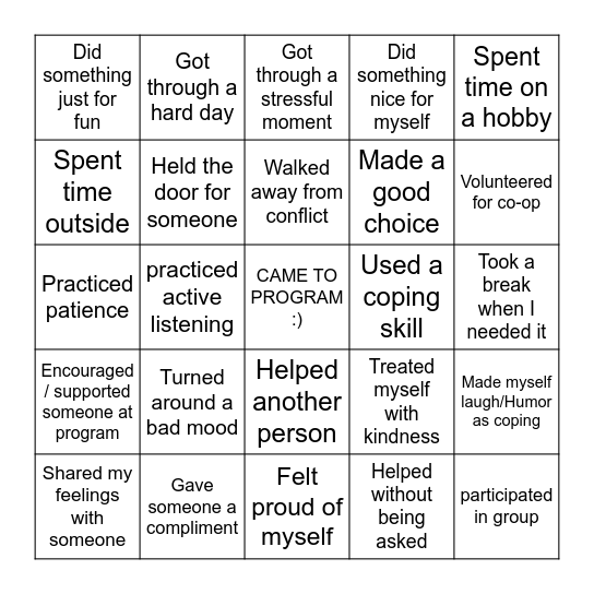 FRIDAY Bingo Card