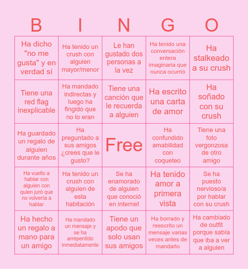 BINGO DEL AMOR !! Bingo Card