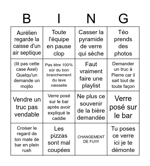 Afterwork Bingo Card