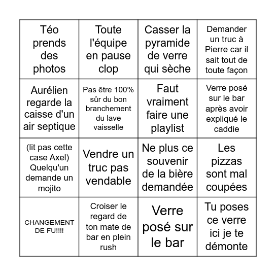 Afterwork Bingo Card