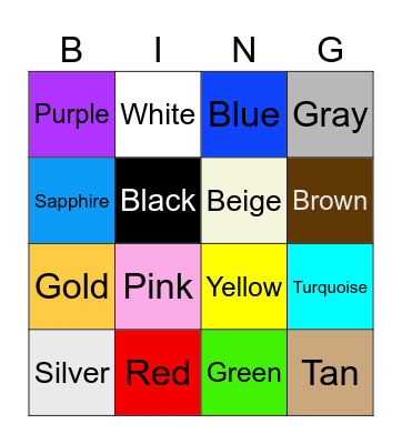 Ms. Bailey Color Bingo! Bingo Card