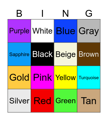 Ms. Bailey Color Bingo! Bingo Card