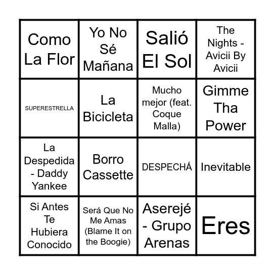 BINGO MUSICAL Bingo Card