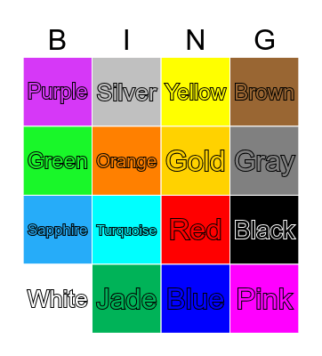 Colors Bingo Card