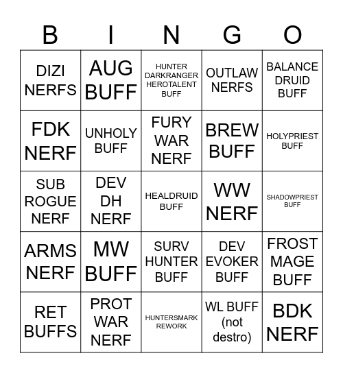 CLASS TUNING COPE Bingo Card
