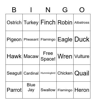 Bird Bingo Card