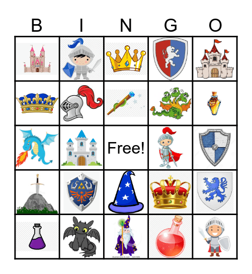Castles and Dragons Bingo Card