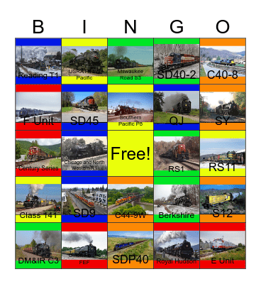The Missouri and Northern Arkansas, the Wisconsin Central and other Regional Railroads that I would like to film while Laurie passed away  one day Bingo Card