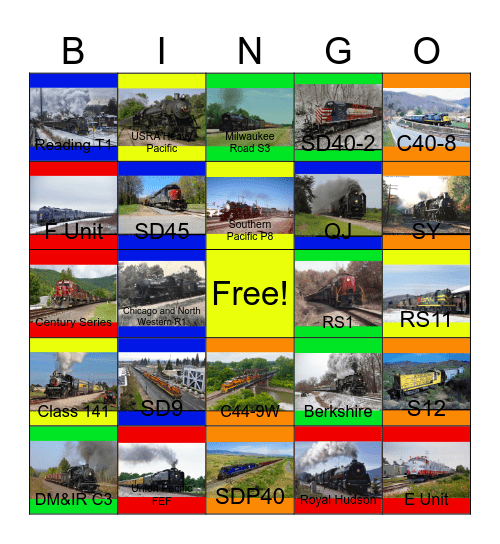 The Missouri and Northern Arkansas, the Wisconsin Central and other Regional Railroads that I would like to film while Laurie passed away  one day Bingo Card