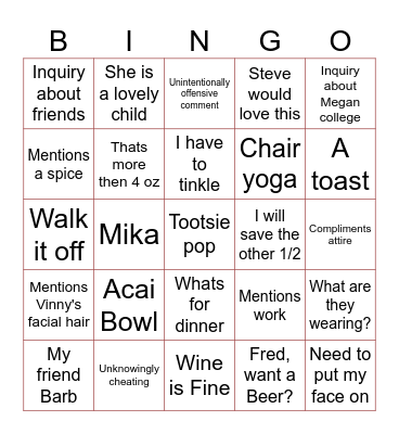 Summer '26 Bingo Card