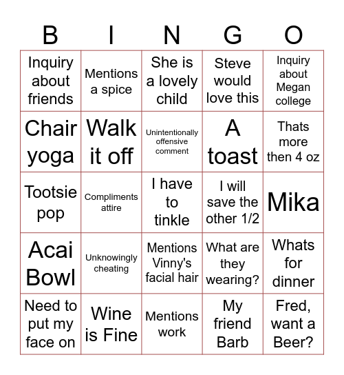Summer '26 Bingo Card