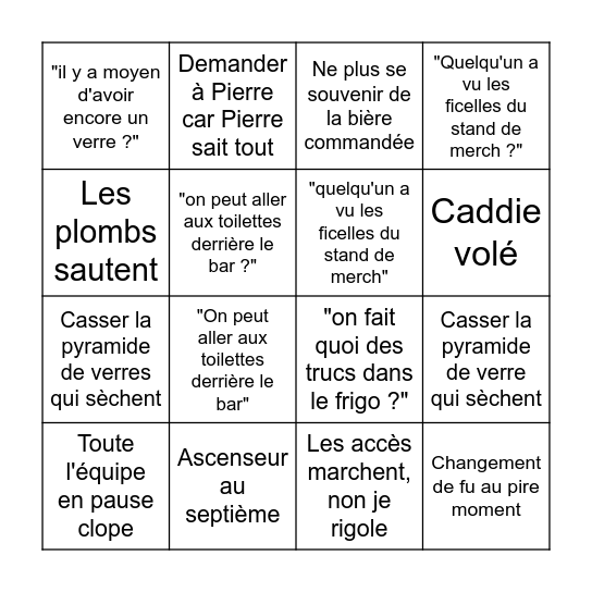 Bingo - Afterwork Bingo Card