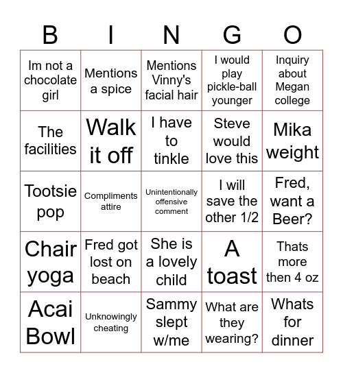 Summer '26 Bingo Card