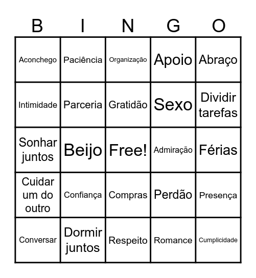 LOVE Bingo Card