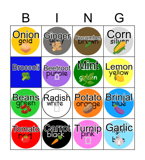 Colour Bingo Card