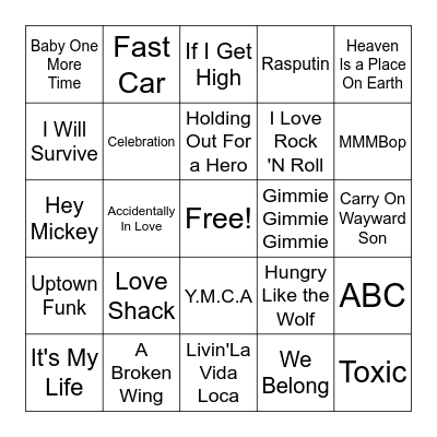 Music BINGO Card