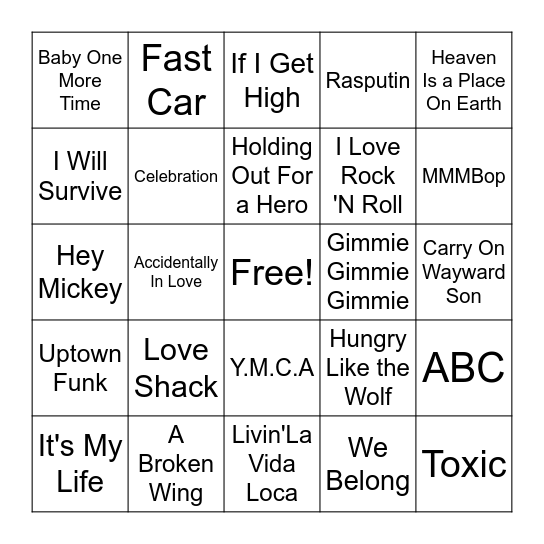 Music BINGO Card