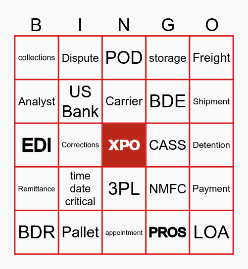 Logistics Bingo Card