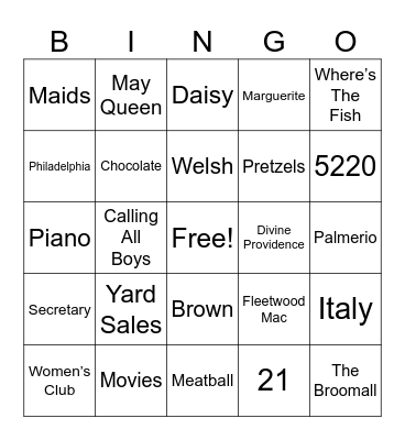 Marie Bingo Card