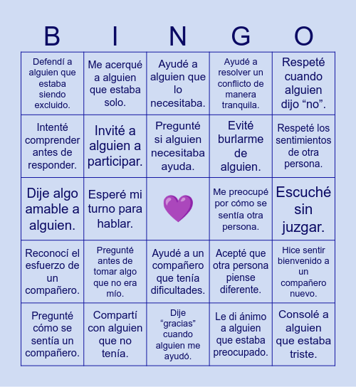Empaticando Bingo Card