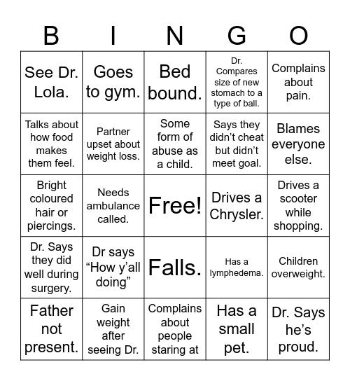My 600lb life Bingo Card