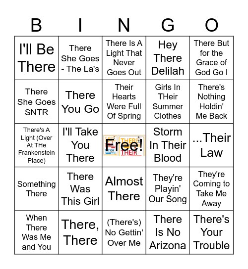 There, There Music Bingo Card