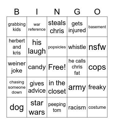 Family Guy Herbert Edition Bingo Card
