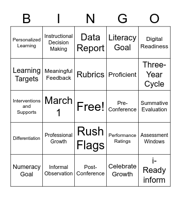 Institute Day Bingo Card